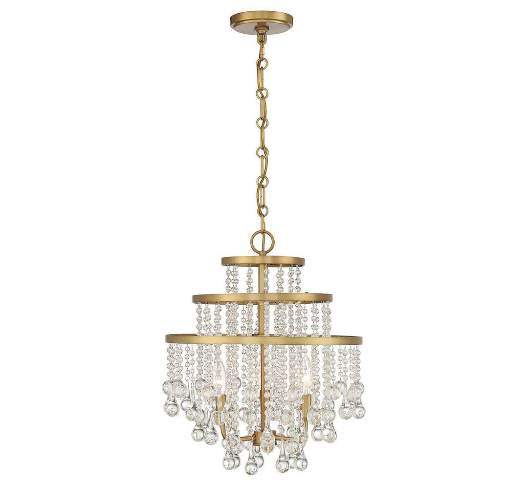 Luna Three Light Mini Chandelier in Warm Brass Savoy House