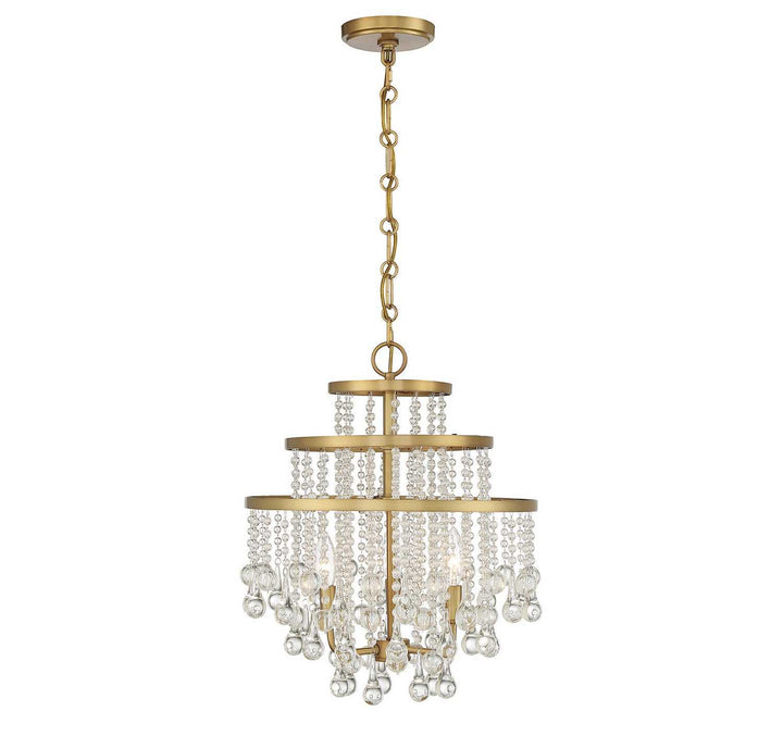 Luna Three Light Mini Chandelier in Warm Brass Savoy House