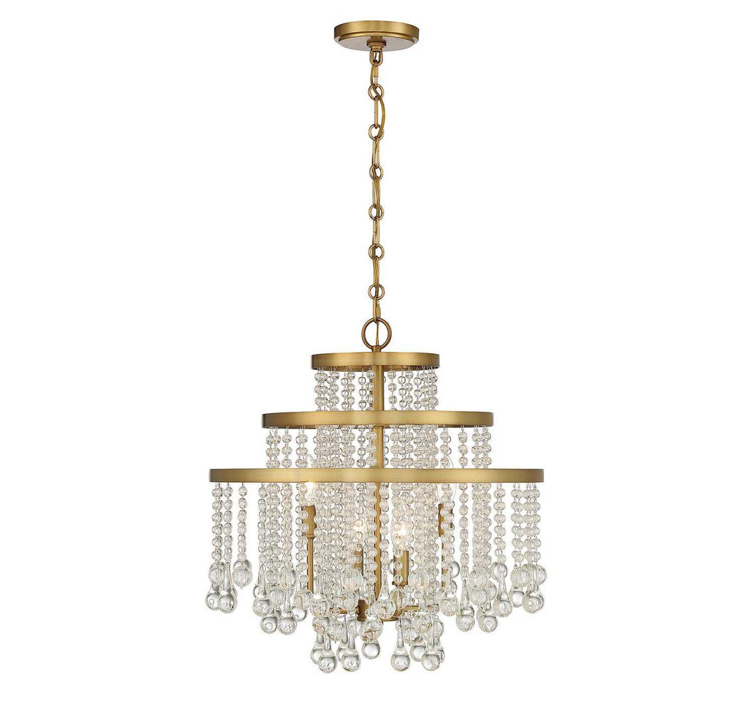 Luna Four Light Chandelier in Warm Brass Savoy House