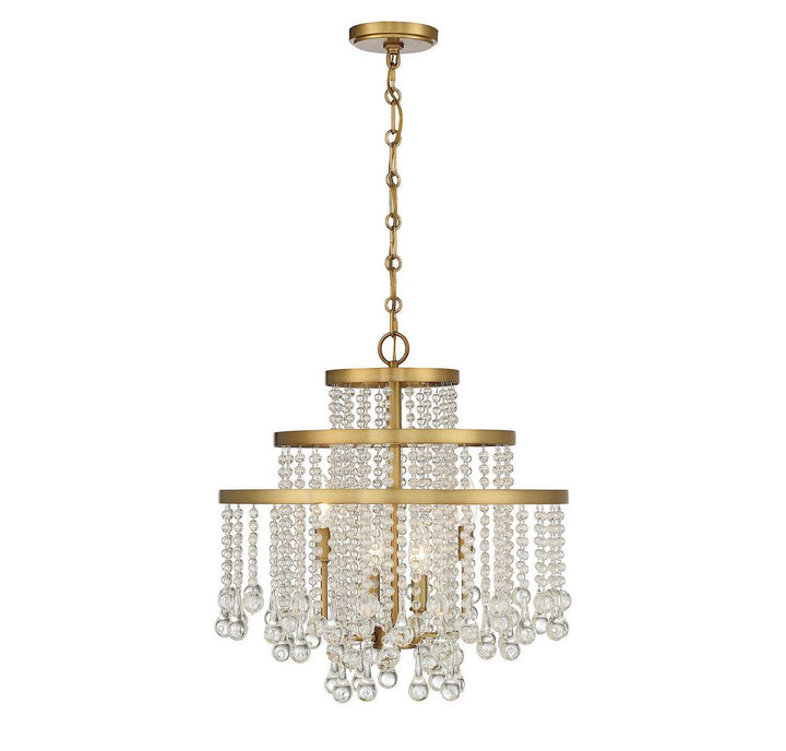 Luna Four Light Chandelier in Warm Brass Savoy House