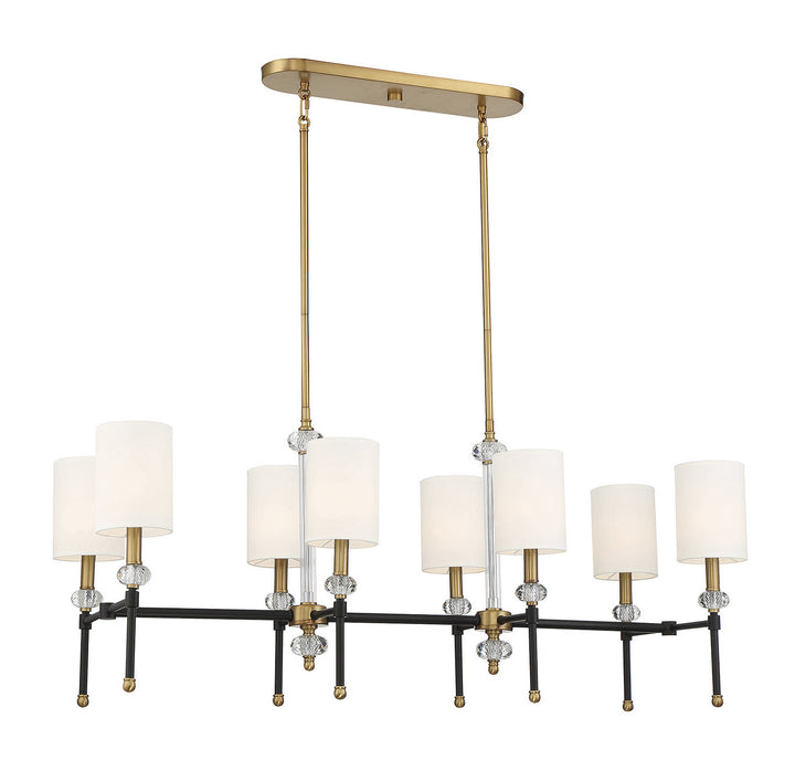 Savoy House - 1-1889-8-143 - Eight Light Linear Chandelier - Tivoli - Matte Black w/Warm Brass