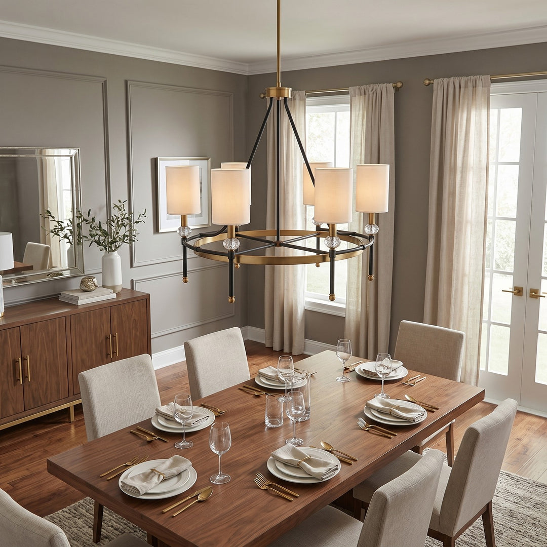 Savoy House - 1-1893-6-143 - Six Light Chandelier - Tivoli - Matte Black with Warm Brass Accents