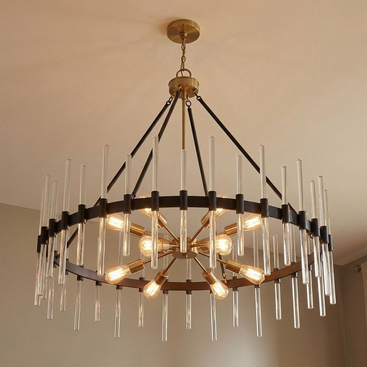Savoy House - 1-1934-12-143 - 12 Light Chandelier - Santiago - Matte Black with Warm Brass Accents