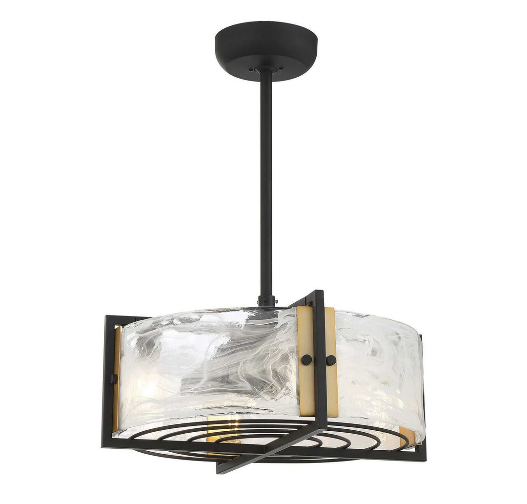 Hayward Four Light Fan D'lier in Matte Black with Warm Brass Accents Savoy House