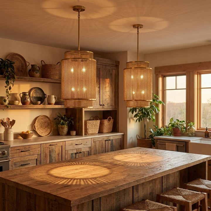 Savoy House - 3-1773-6-320 - Six Light Pendant - Ashburn - Warm Brass and Rope