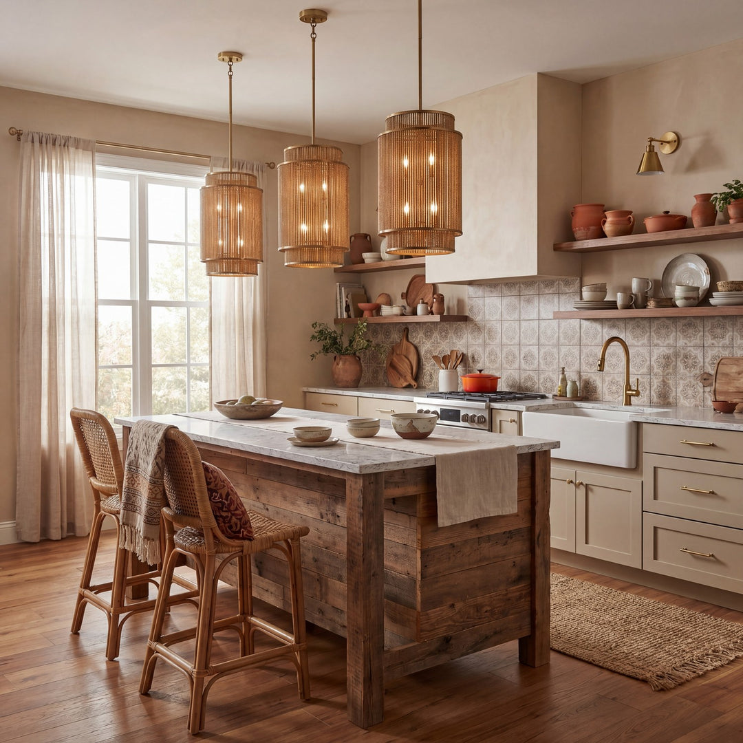 Savoy House - 3-1773-6-320 - Six Light Pendant - Ashburn - Warm Brass and Rope