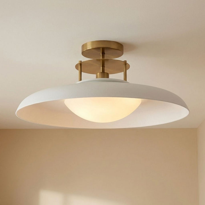 Savoy House - 6-1685-1-142 - One Light Semi-Flush Mount - Gavin - White with Warm Brass Accents