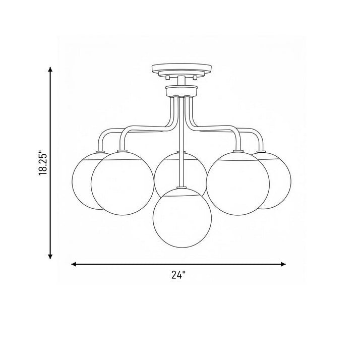 Savoy House - 6-1950-6-322 - Six Light Semi-Flush Mount - Marco - Warm Brass