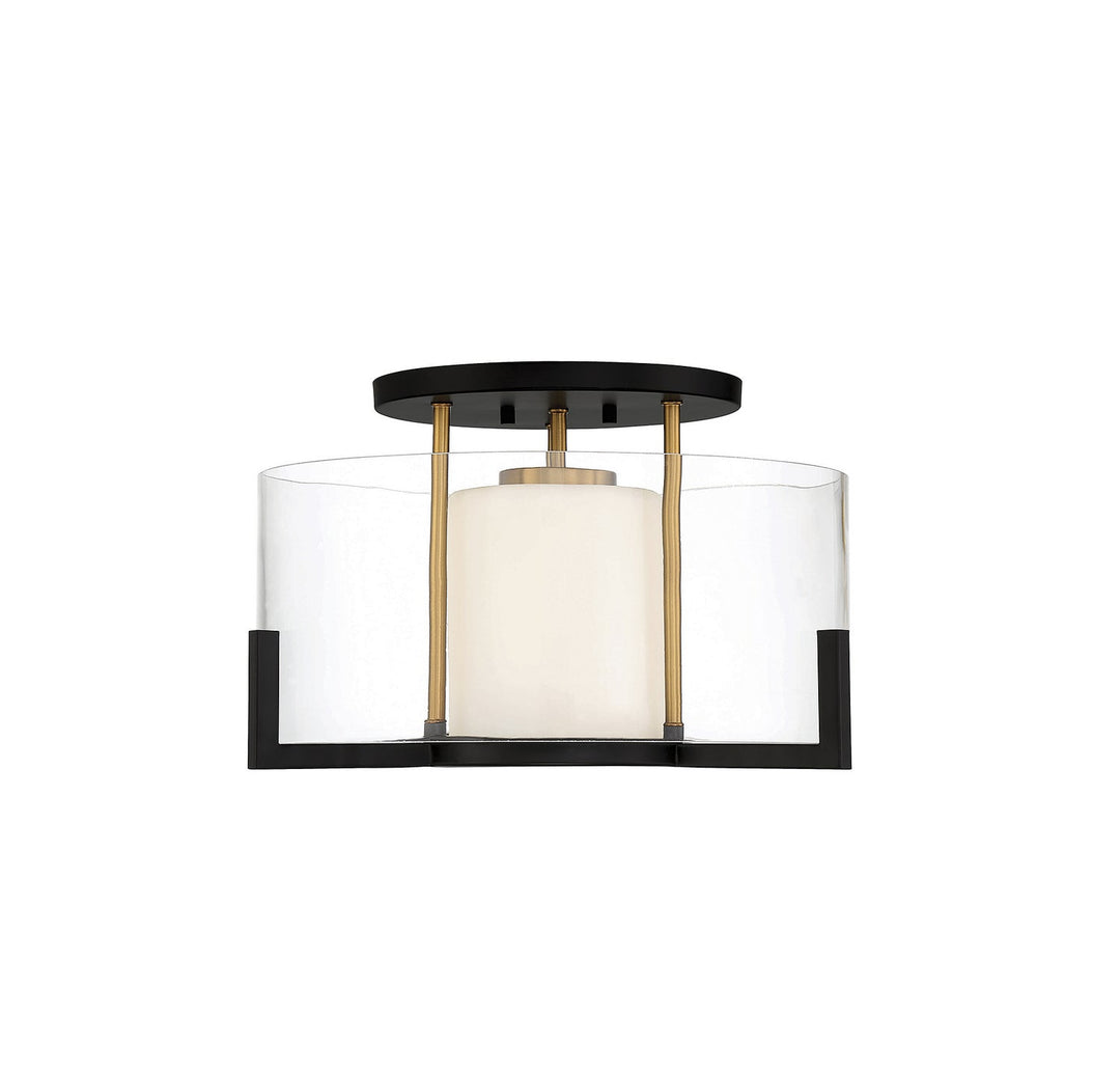 Savoy House - 6-1981-1-143 - One Light Semi-Flush Mount - Eaton - Matte Black w/Warm Brass