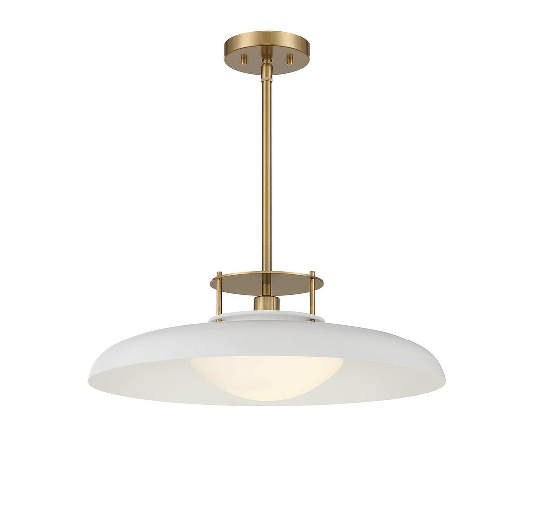 Savoy House - 7-1690-1-142 - One Light Pendant - Gavin - White w/Warm Brass
