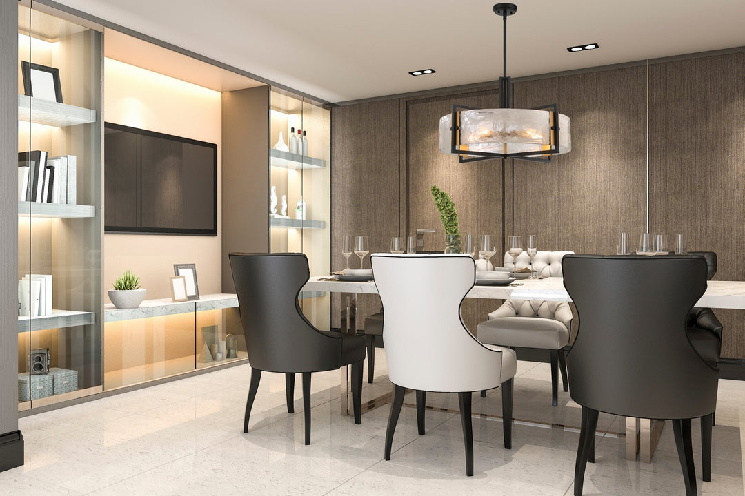 Savoy House - 7-1696-5-143 - Five Light Pendant - Hayward - Matte Black with Warm Brass Accents