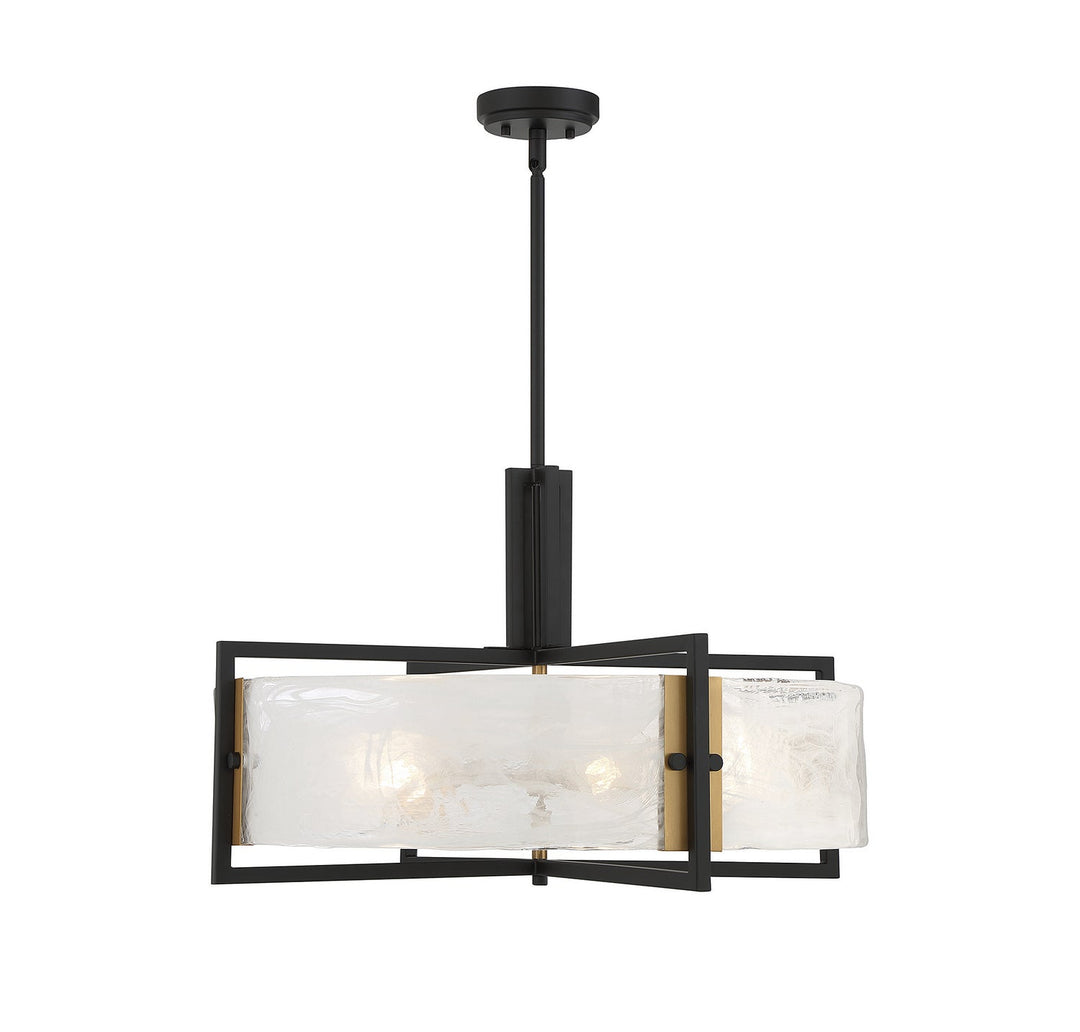 Savoy House - 7-1696-5-143 - Five Light Pendant - Hayward - Matte Black w/Warm Brass