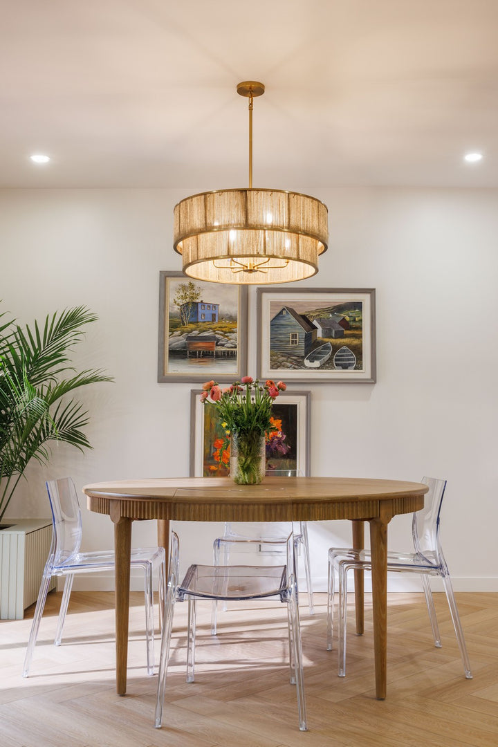 Savoy House - 7-1774-6-320 - Six Light Pendant - Ashburn - Warm Brass and Rope