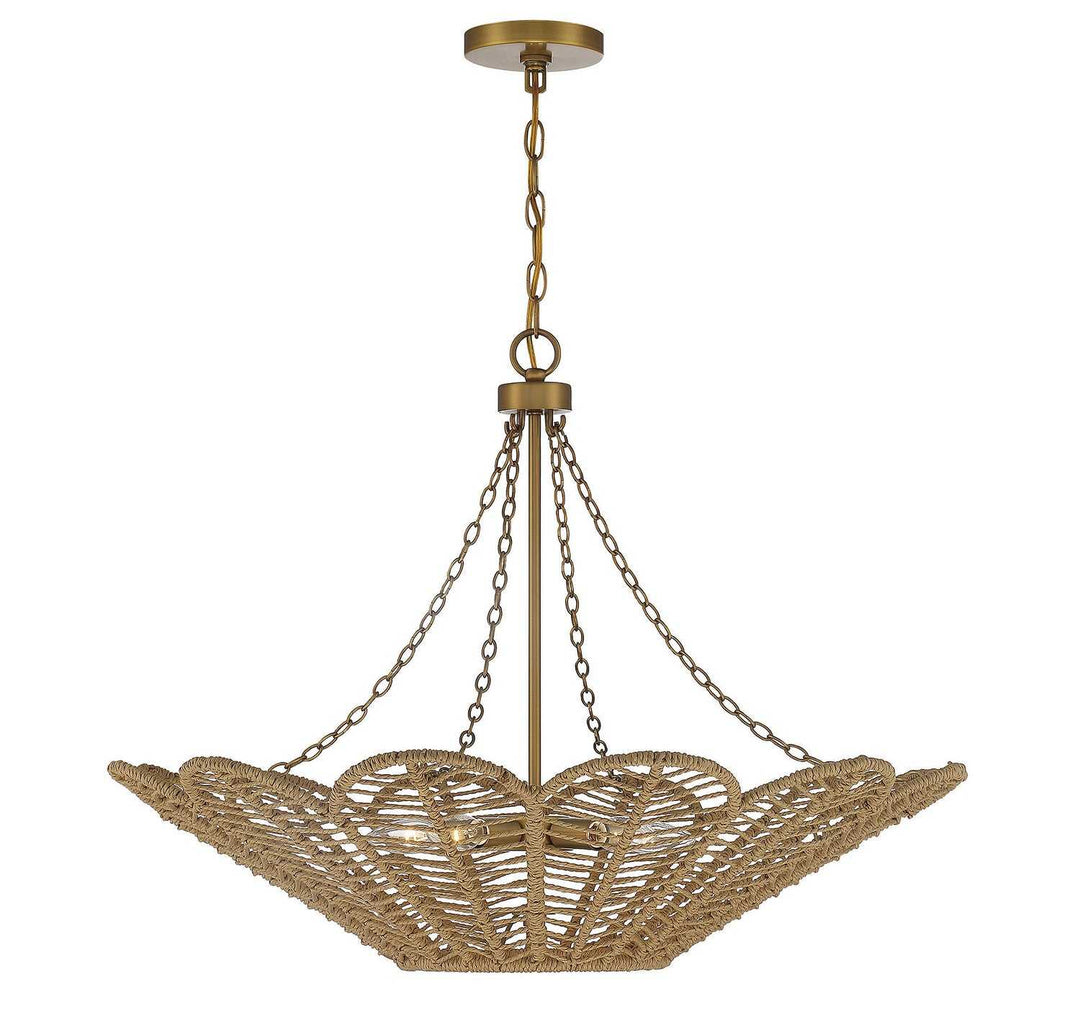 Savoy House - 7-1825-5-320 - Five Light Pendant - Cyperas - Warm Brass/Rope
