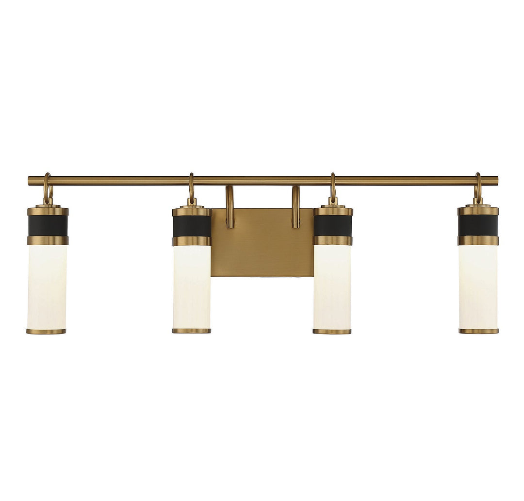 Abel LED Bathroom Vanity in Matte Black with Warm Brass Accents Savoy House