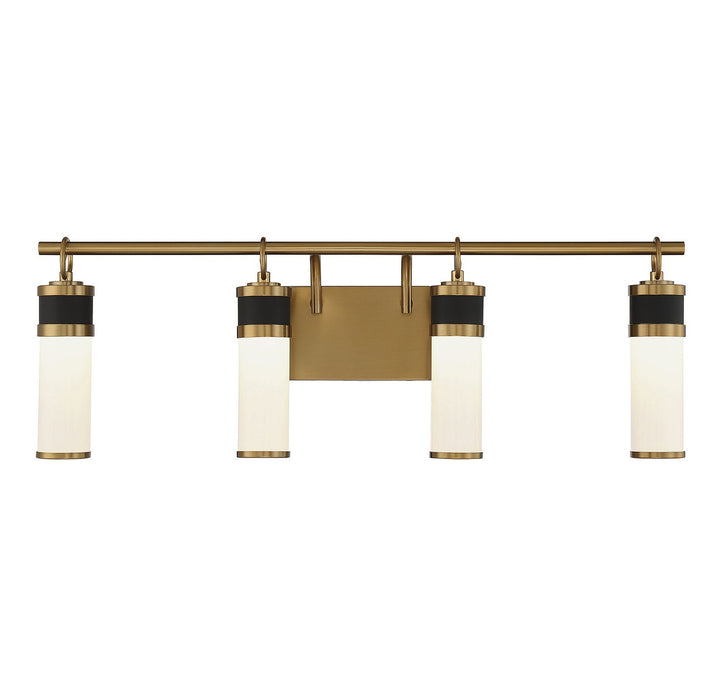 Abel LED Bathroom Vanity in Matte Black with Warm Brass Accents Savoy House