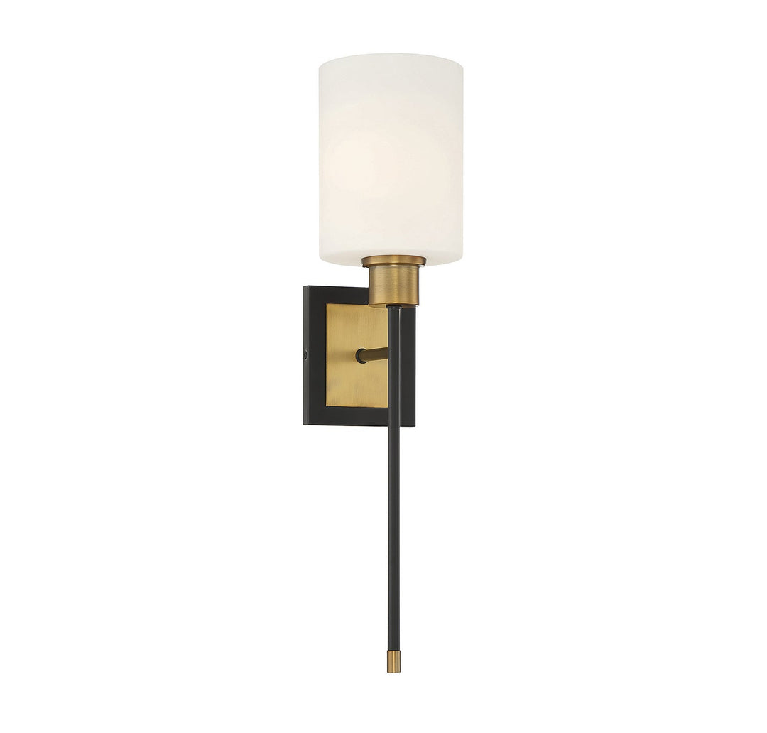 Alvara One Light Wall Sconce in Matte Black with Warm Brass Accents Savoy House