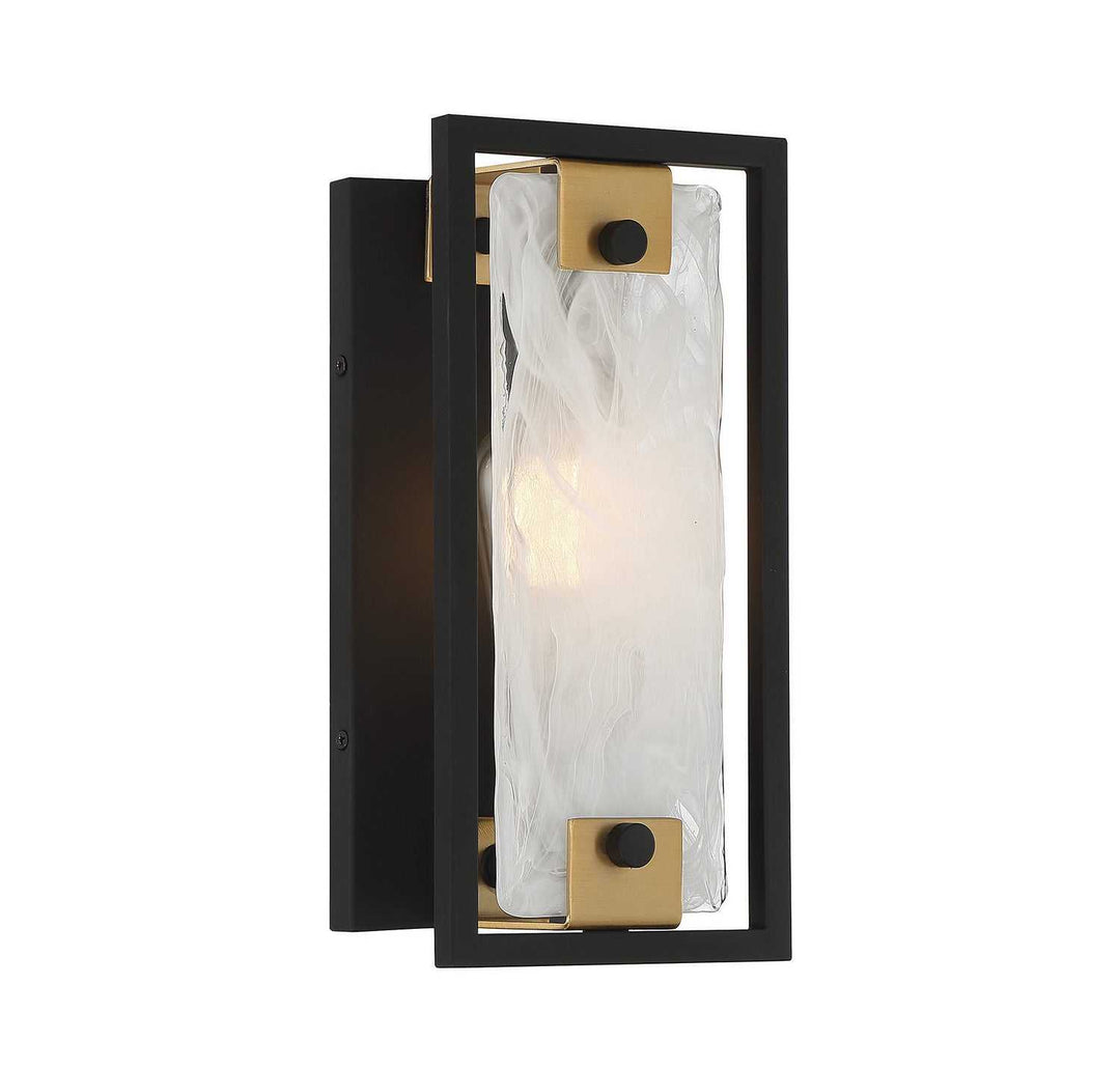 Hayward One Light Wall Sconce in Matte Black with Warm Brass Accents Savoy House