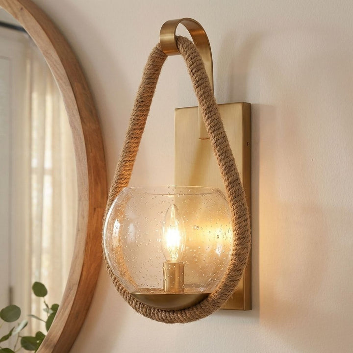 Savoy House - 9-1826-1-320 - One Light Wall Sconce - Ashe - Warm Brass and Rope