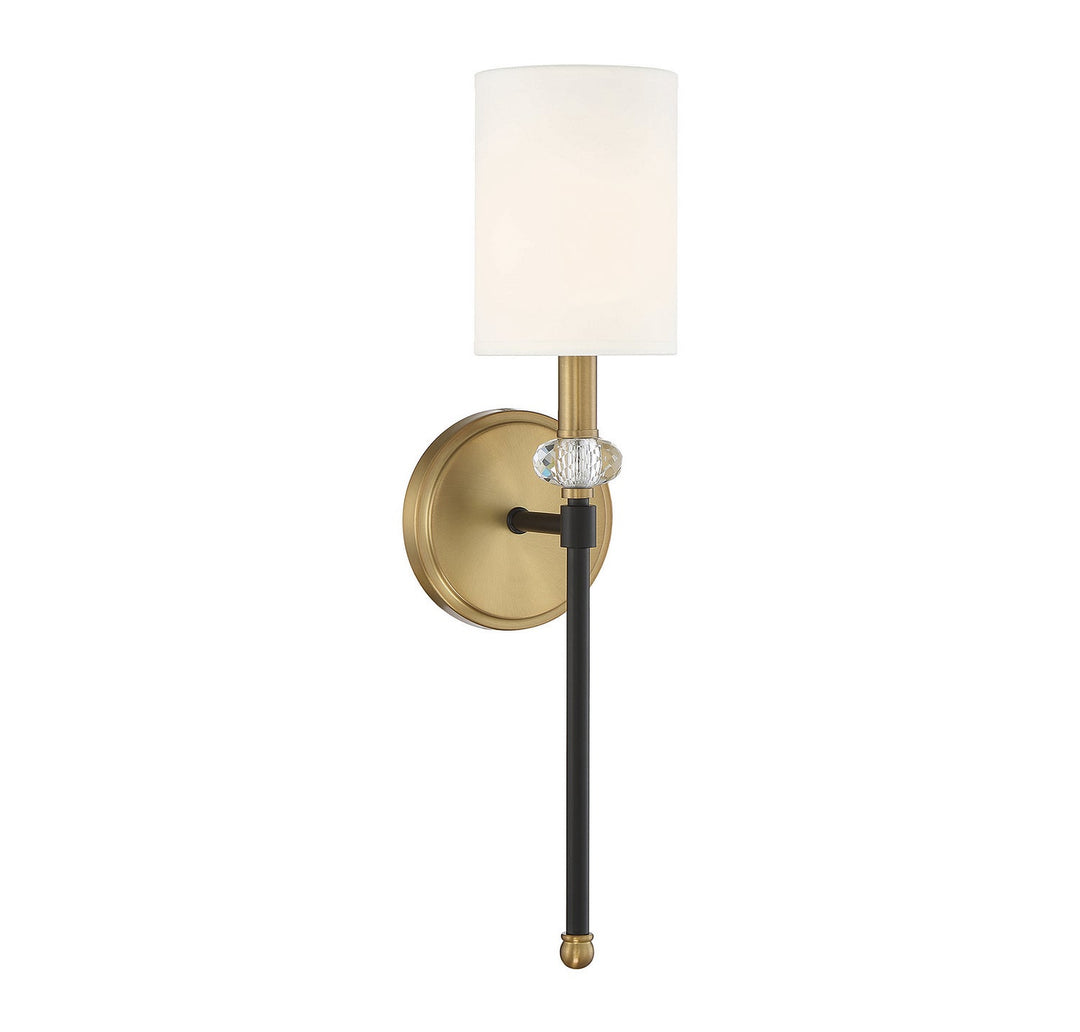 Tivoli One Light Wall Sconce in Matte Black with Warm Brass Accents Savoy House