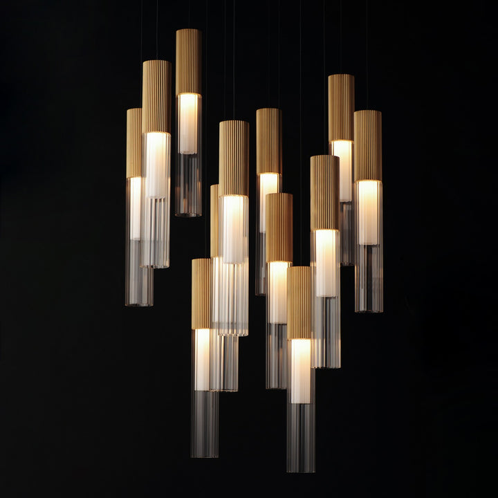 ET2 - E11019-144GLD - LED Pendant - Reeds - Gold