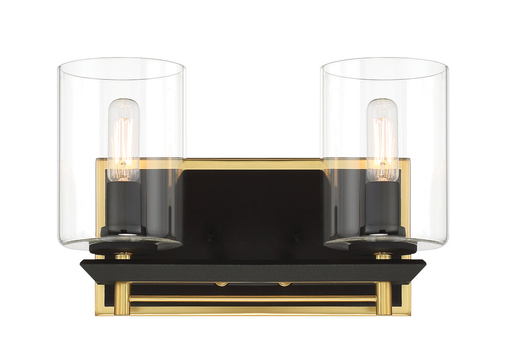 Sable Point Two Light Bath Bar in Sand Black With Honey Gold - available from The Lighting Shoppe, trusted by Canadian homeowners
