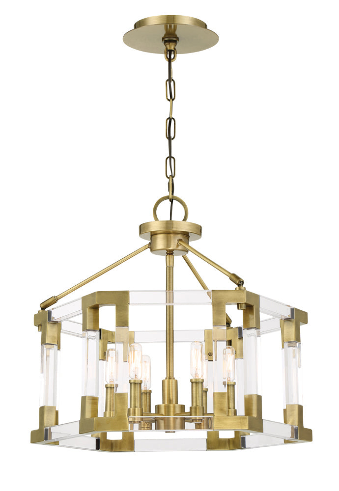 Prima Vista Six Light Convertible Semi Flush / Pendant in Aged Antique Brass - available from The Lighting Shoppe, trusted by Canadian homeowners