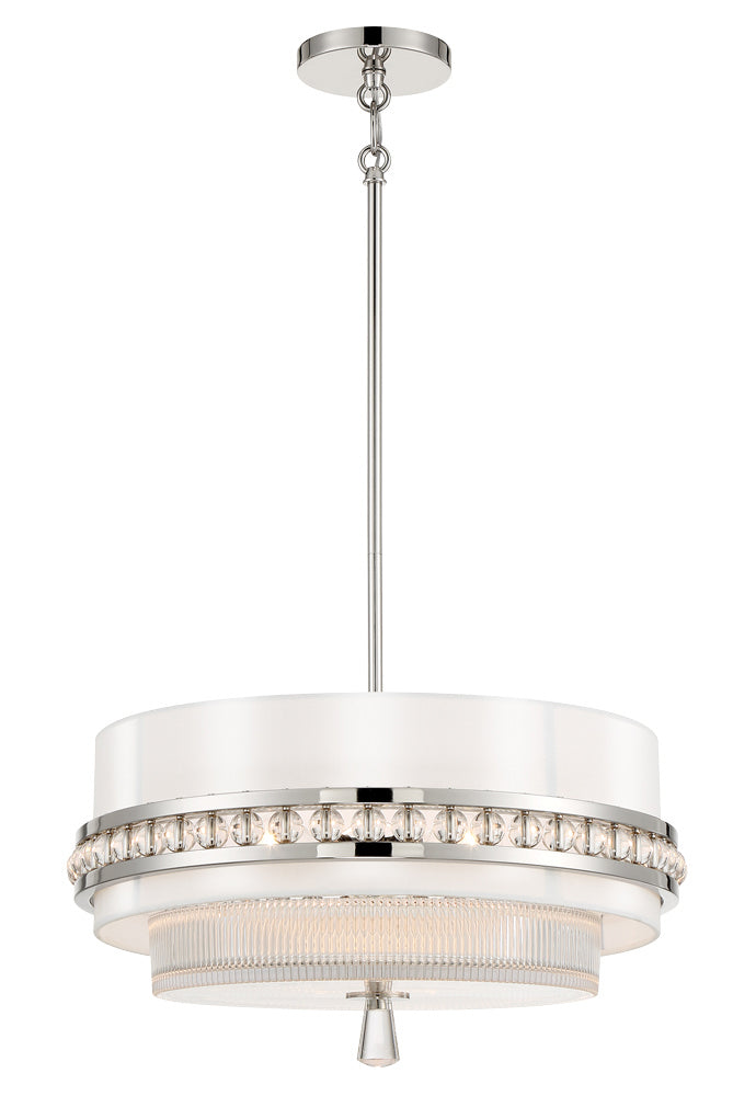 Sutton by Robin Baron Three Light Convertible Semi Flush / Pendant in Polished Nickel - available from The Lighting Shoppe, trusted by Canadian homeowners