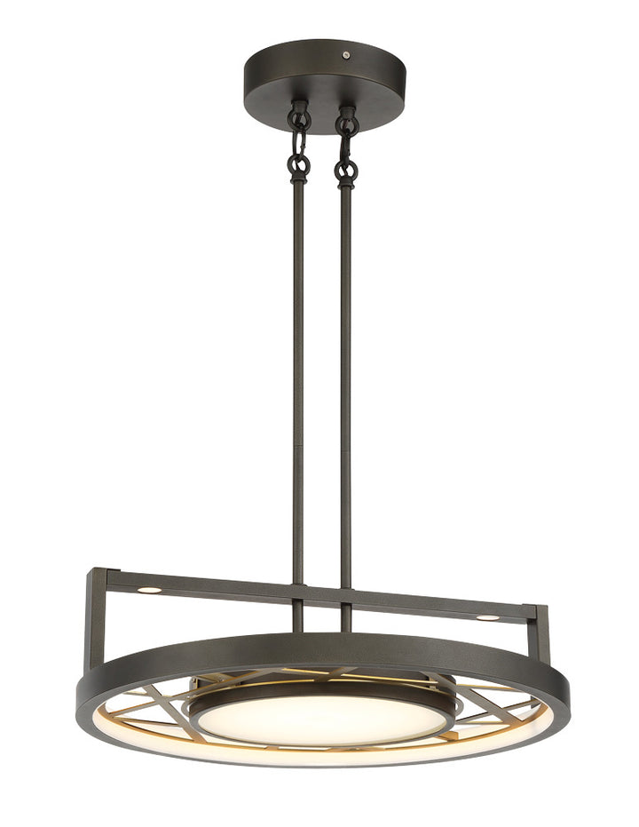 Tribeca by Robin Baron LED Convertible Semi Flush / Pendant in Smoked Iron And Soft Brass - available from The Lighting Shoppe, trusted by Canadian homeowners