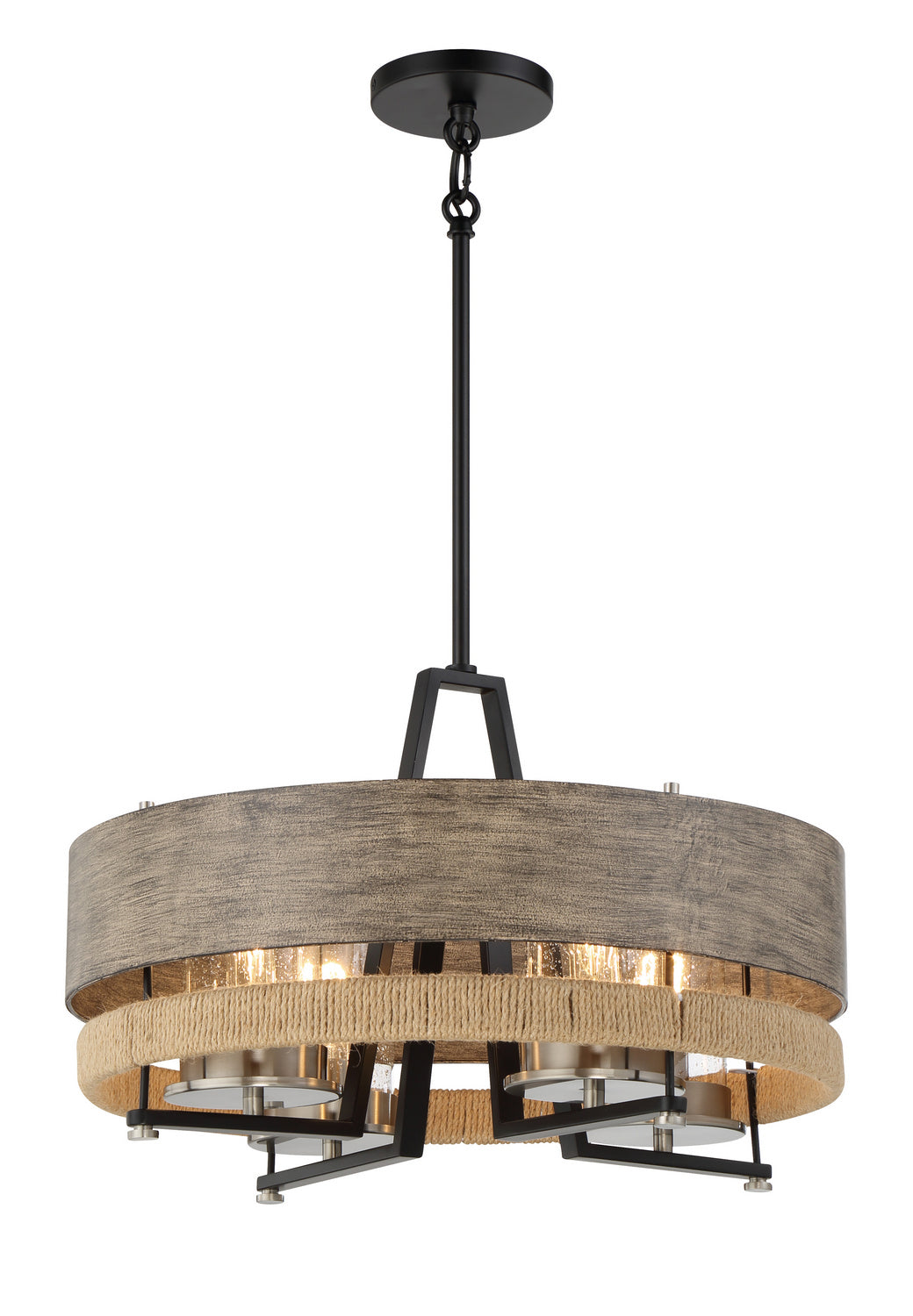 Minka-Lavery - 2764-733 - Four Light Convertible Pendant - Silver Creek - Stone Grey, Coal And Brushed Nickel