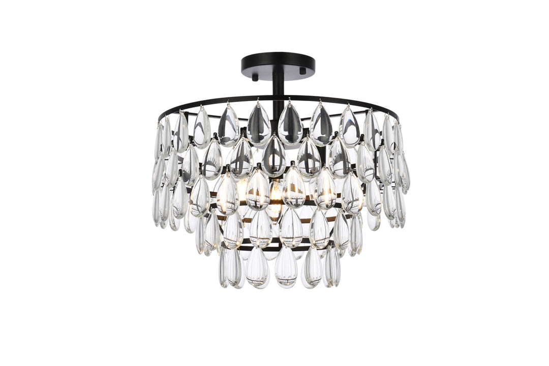 Mila Three Light Flush Mount in Black - available from The Lighting Shoppe, trusted by Canadian homeowners