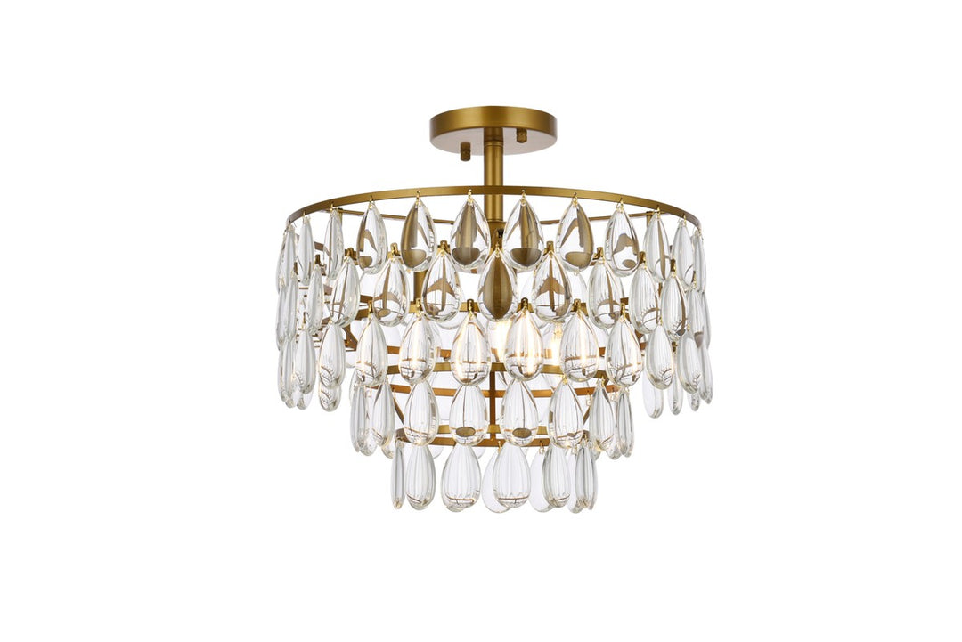 Mila Three Light Flush Mount in Brass - available from The Lighting Shoppe, trusted by Canadian homeowners