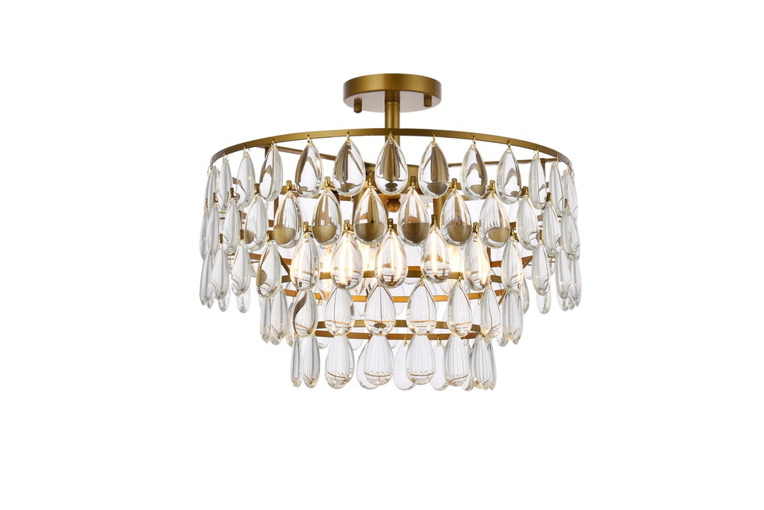 Mila Five Light Flush Mount in Brass - available from The Lighting Shoppe, trusted by Canadian homeowners