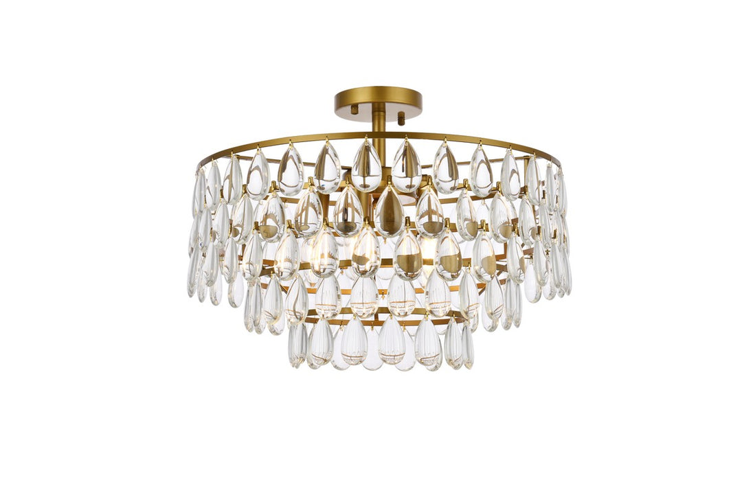Mila Five Light Flush Mount in Brass - available from The Lighting Shoppe, trusted by Canadian homeowners