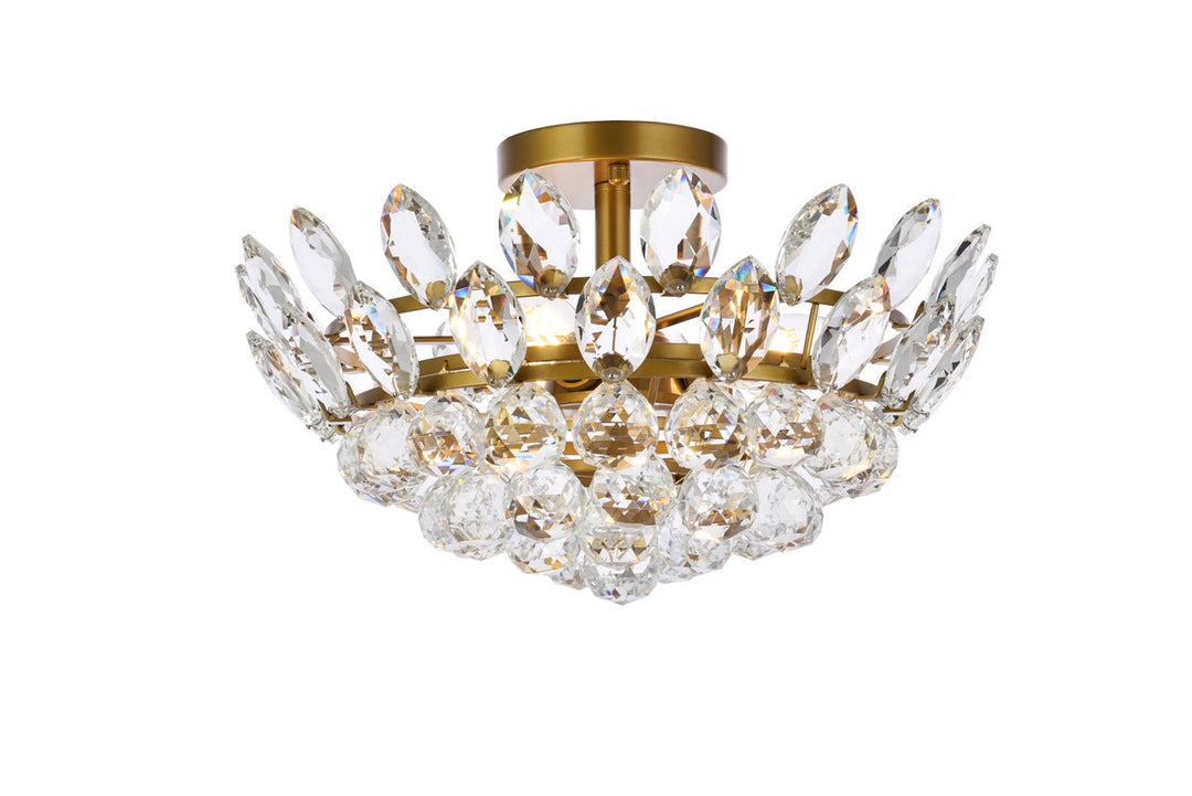 Emilia Three Light Flush Mount in Brass - available from The Lighting Shoppe, trusted by Canadian homeowners