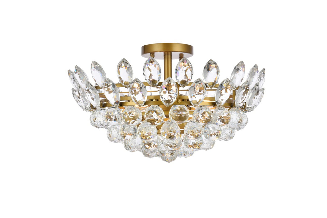 Emilia Five Light Flush Mount in Brass - available from The Lighting Shoppe, trusted by Canadian homeowners