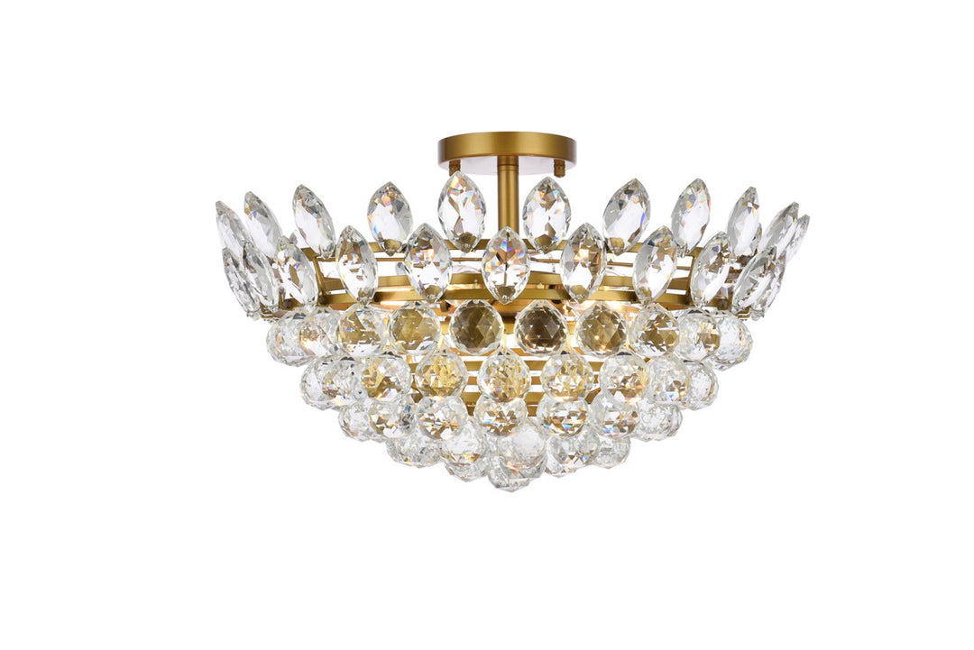 Emilia Five Light Flush Mount in Brass - available from The Lighting Shoppe, trusted by Canadian homeowners