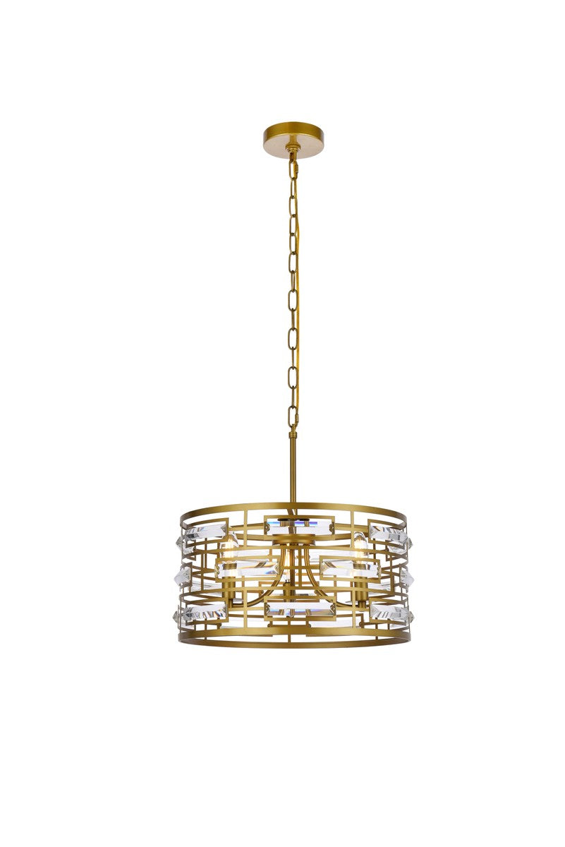 Elegant Lighting - 1108D16BR - Three Light Pendant - Kennedy - brass