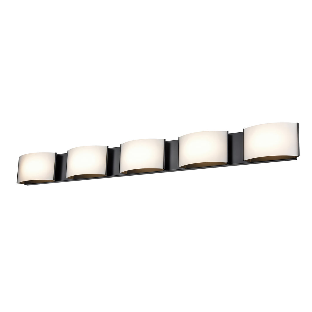 Vanguard Cct LED Vanity in Ebony With Half Opal Glass - available from The Lighting Shoppe, trusted by Canadian homeowners