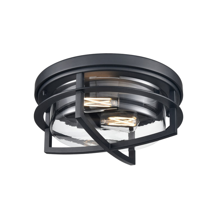 Five Points Outdoor Two Light Outdoor Flush Mount in Black w/Clear Glass - available from The Lighting Shoppe, trusted by Canadian homeowners
