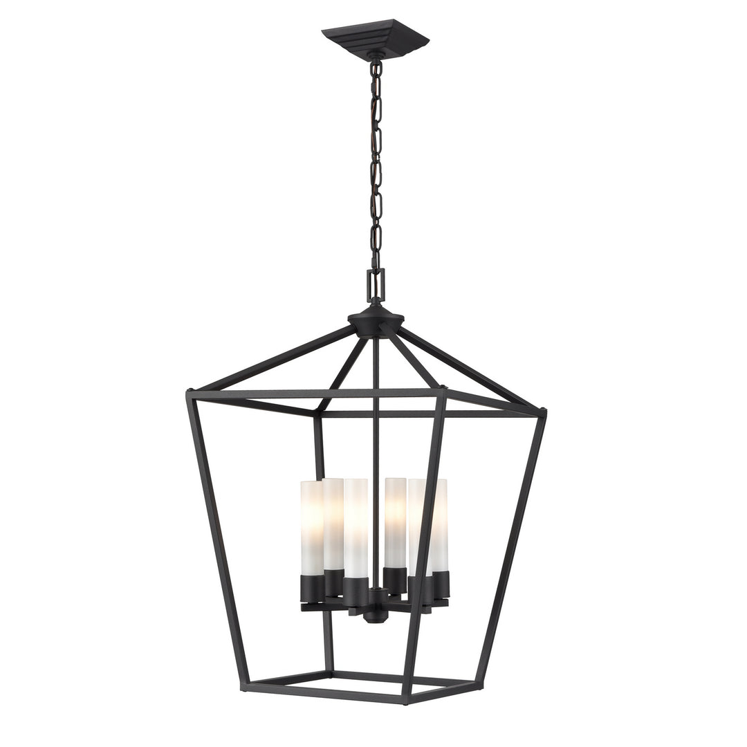 Lundy'S Lane Outdoor Six Light Pendant in Black w/Half Opal Glass - available from The Lighting Shoppe, trusted by Canadian homeowners