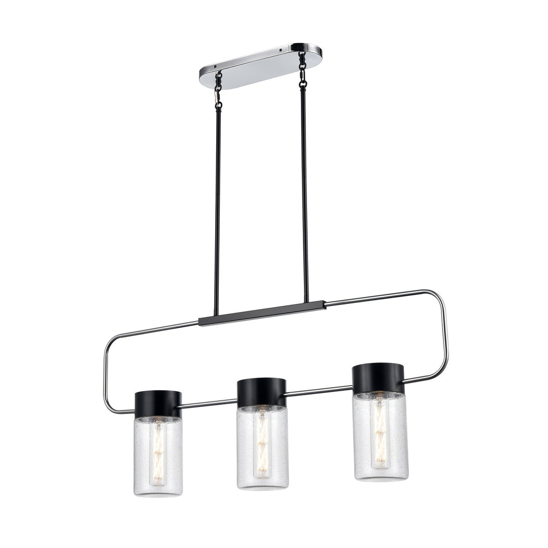 DVI Canada - DVP40702EB+CH-SDY - Three Light Linear - Tuxedo - Ebony And Chrome w/Clear Seedy Glass