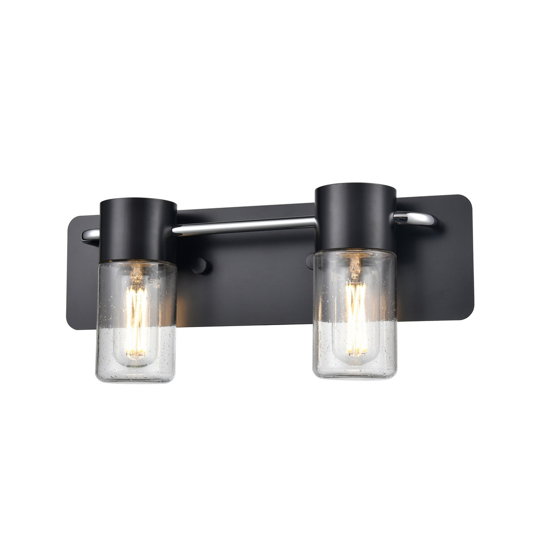 DVI Canada - DVP40722EB+CH-SDY - Two Light Vanity - Tuxedo - Ebony And Chrome w/Clear Seedy Glass