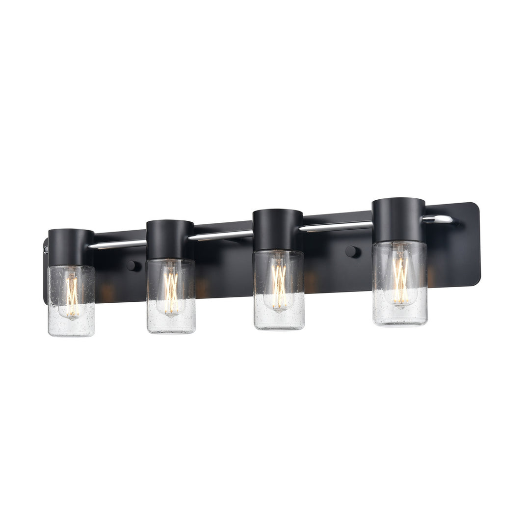 DVI Canada - DVP40744EB+CH-SDY - Four Light Vanity - Tuxedo - Ebony And Chrome w/Clear Seedy Glass