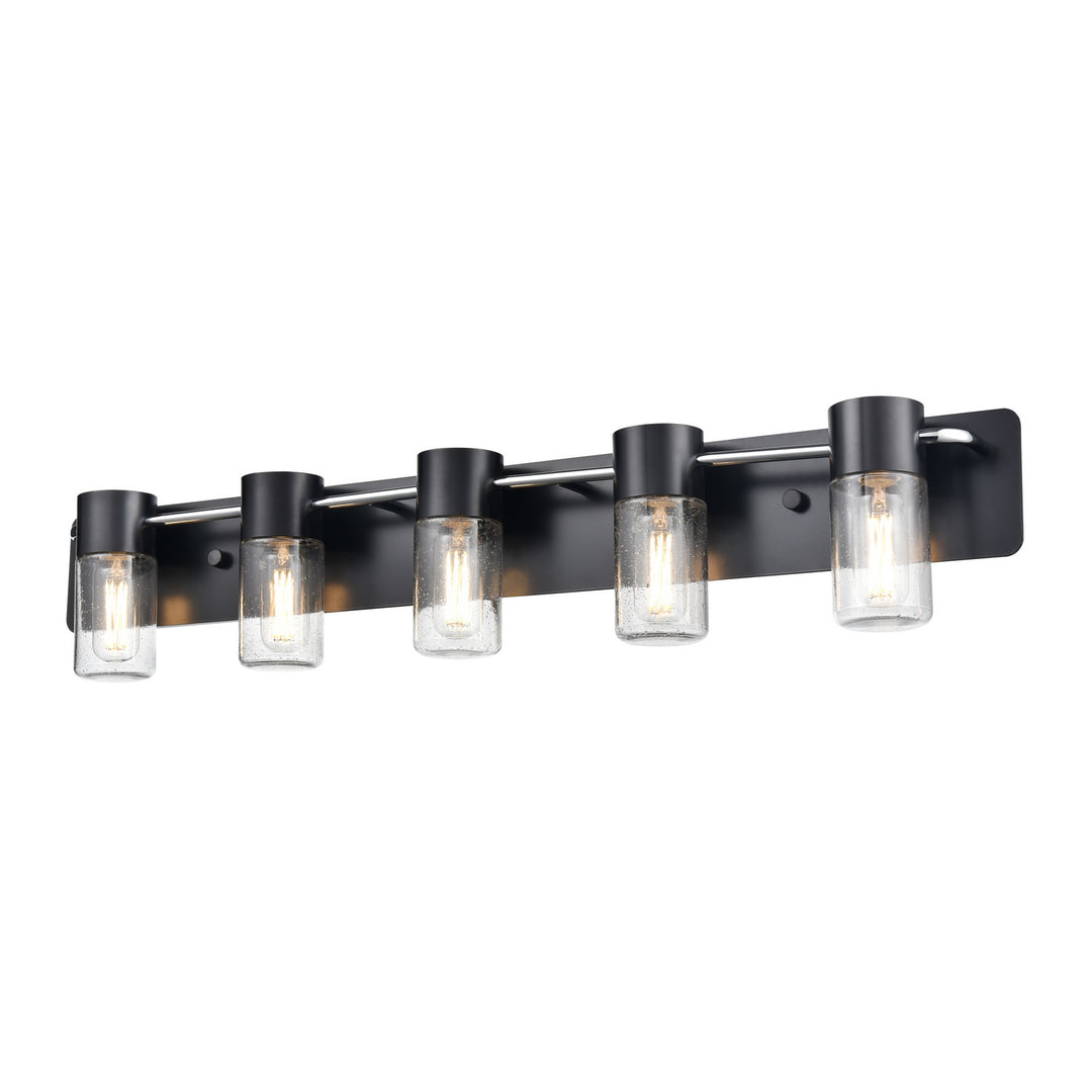 DVI Canada - DVP40755EB+CH-SDY - Five Light Vanity - Tuxedo - Ebony And Chrome w/Clear Seedy Glass