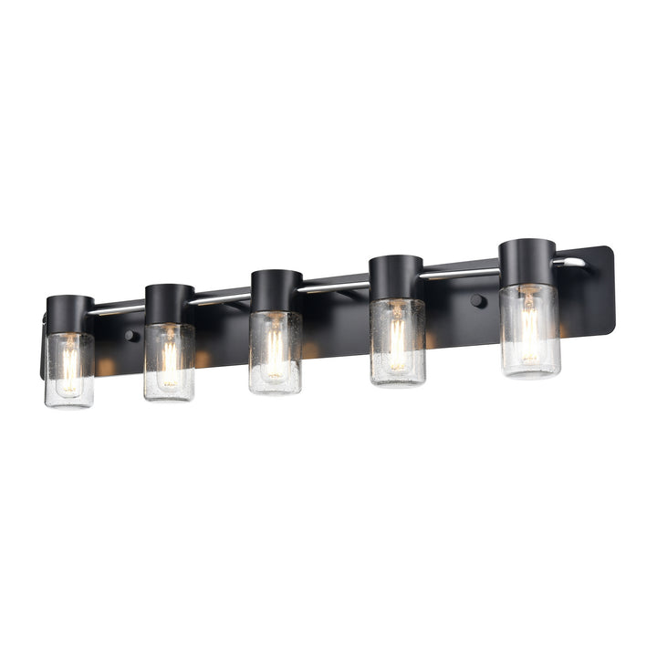 DVI Canada - DVP40755EB+CH-SDY - Five Light Vanity - Tuxedo - Ebony And Chrome w/Clear Seedy Glass