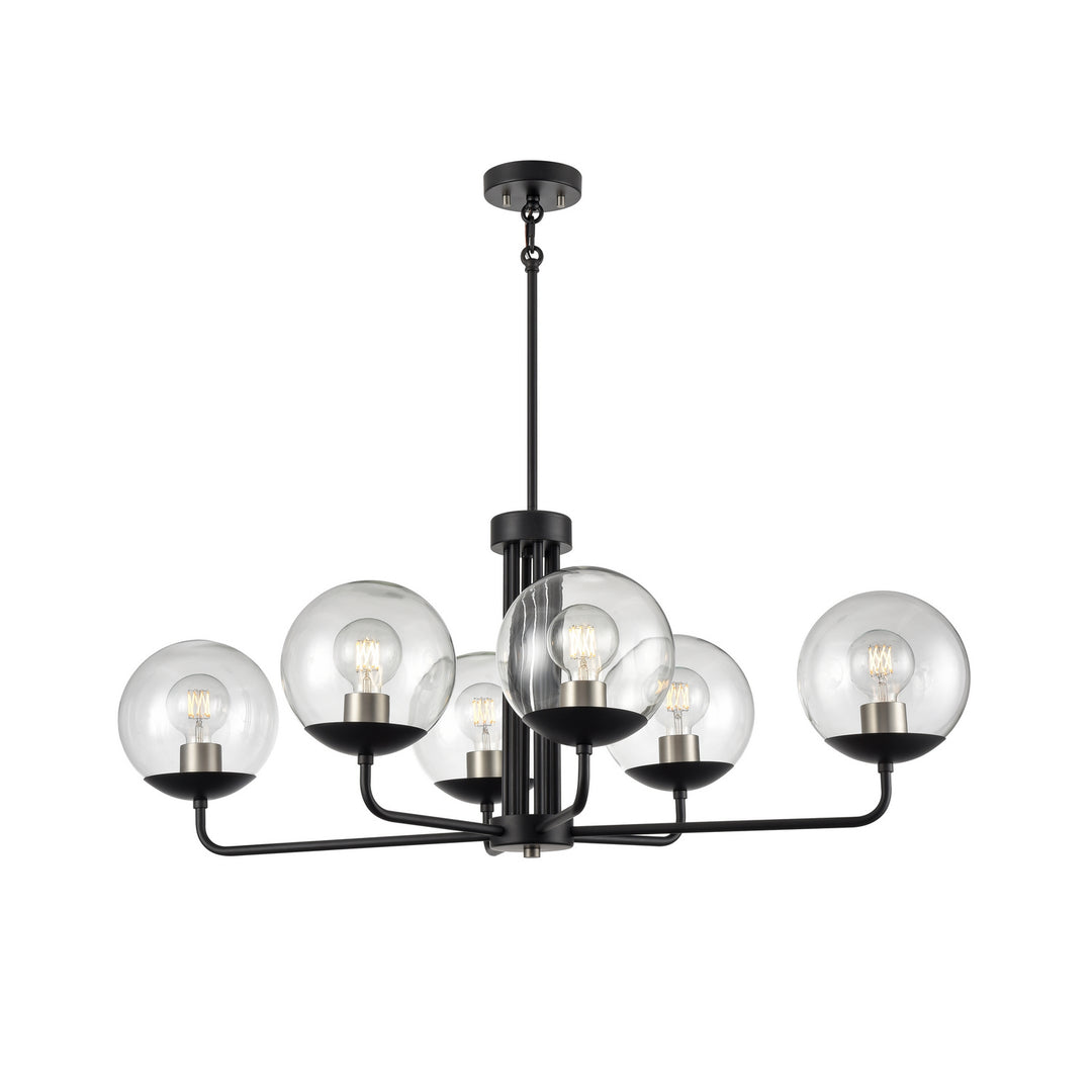 Mackenzie Delta Six Light Linear in Multiple Finishes And Ebony With Clear Glass - available from The Lighting Shoppe, trusted by Canadian homeowners
