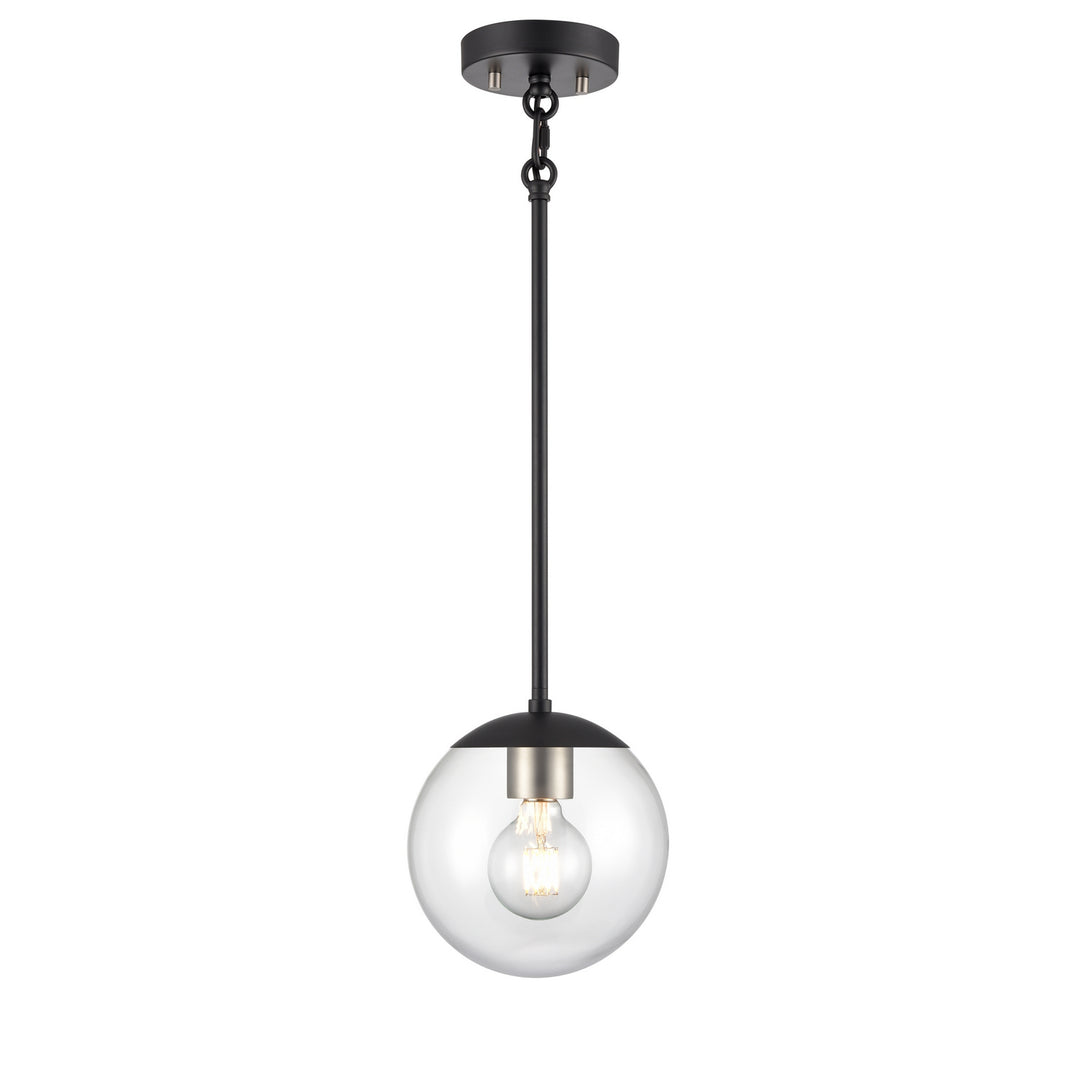 Mackenzie Delta One Light Pendant in Multiple Finishes And Ebony With Clear Glass - available from The Lighting Shoppe, trusted by Canadian homeowners