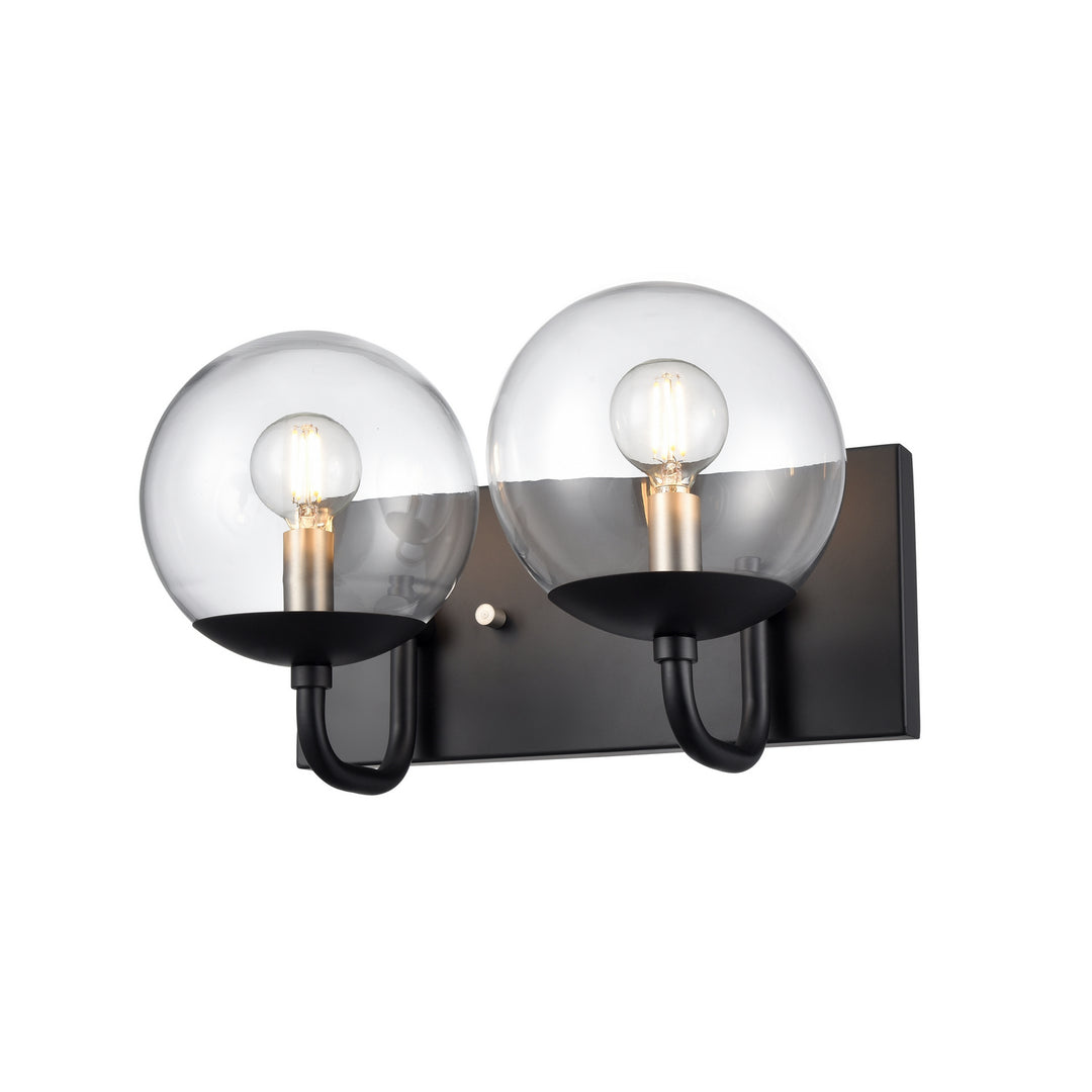 Mackenzie Delta Two Light Vanity in Multiple/Ebony w/Clear Glass - available from The Lighting Shoppe, trusted by Canadian homeowners