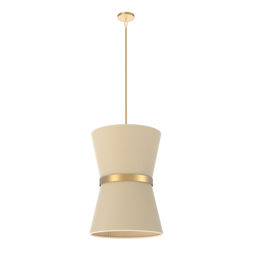 Ellesmere Six Light Foyer Pendant in Brass w/Oat Shade - available from The Lighting Shoppe, trusted by Canadian homeowners